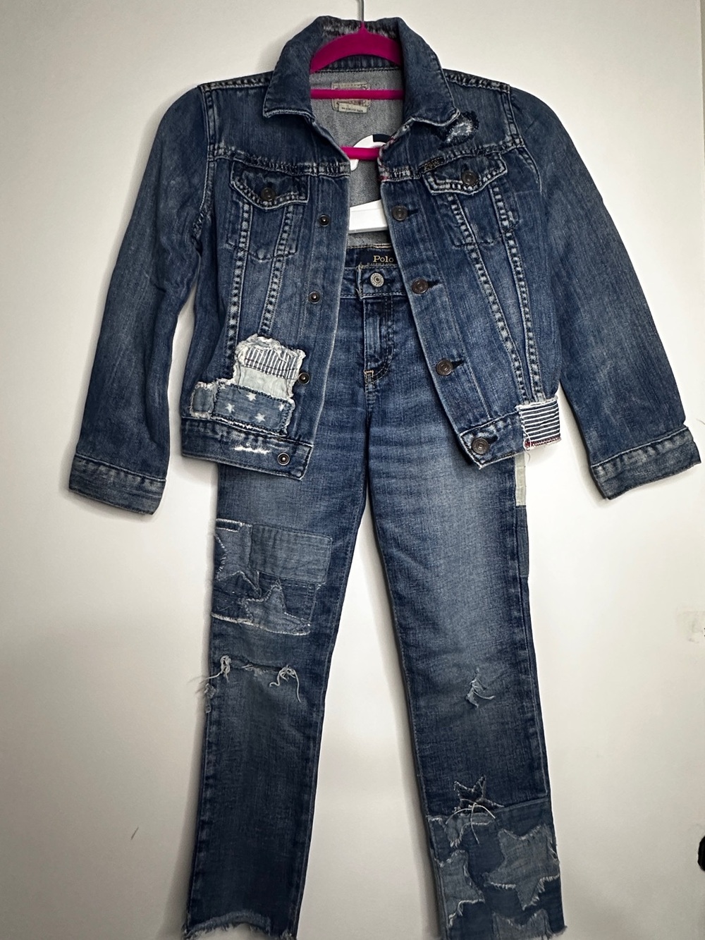 Polo Ralph Lauren Kids Distressed Patchwork Set Jacket Jeans size 6
